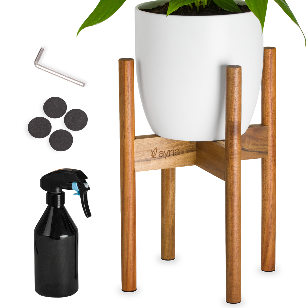 Mid-Century Modern Adjustable Wooden Plant Stand