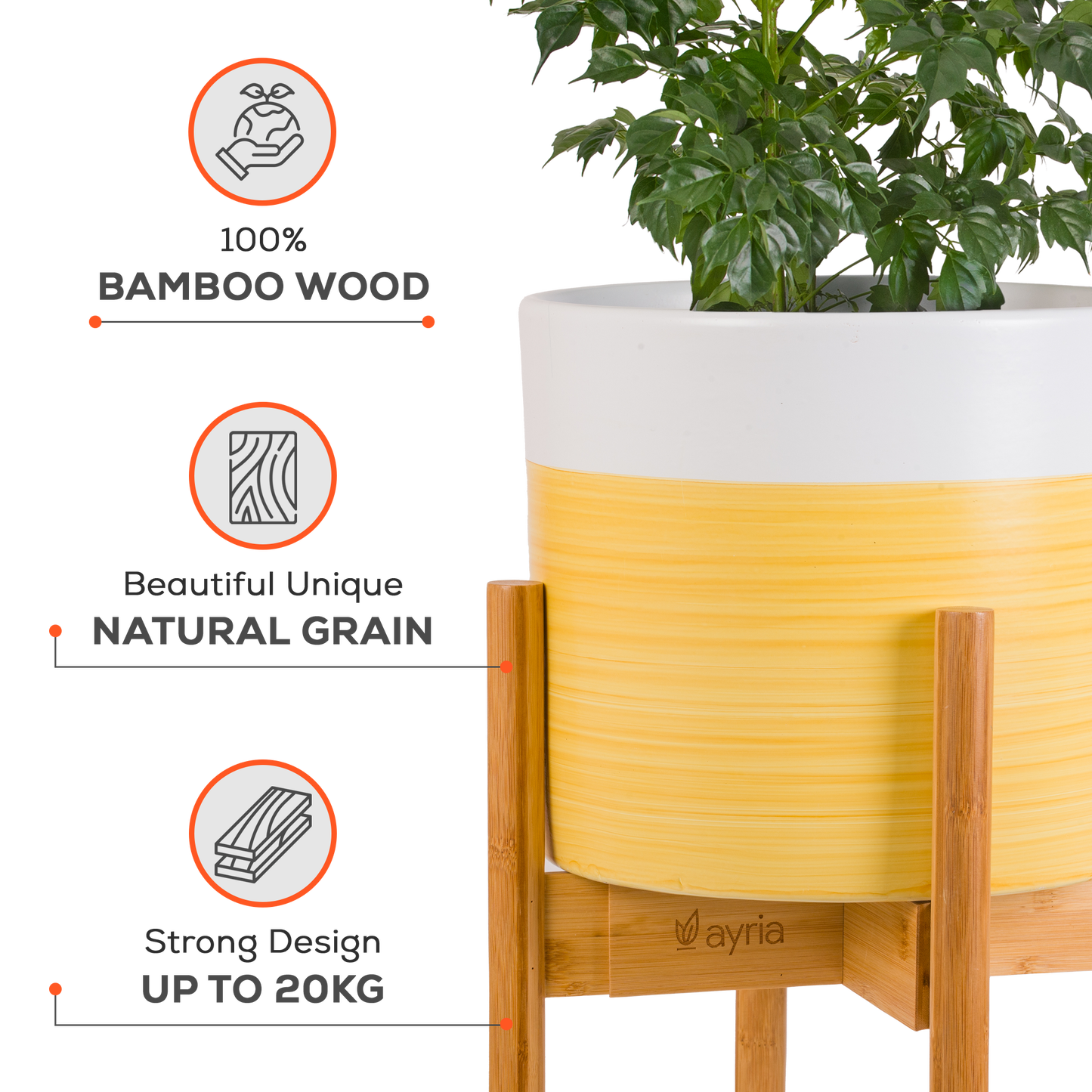 Bamboo Plant Stand - Adjustable Width (Up to 30cm)