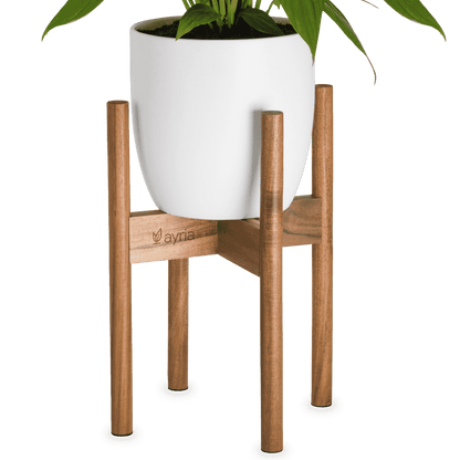 Mid Century Modern Adjustable Wooden Plant Stand Ayria Plant Stands
