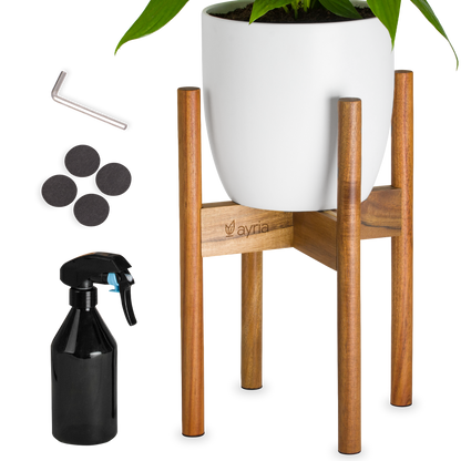 Mid-Century Modern Adjustable Wooden Plant Stand